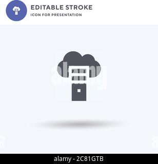Cloud Hosting icon vector, filled flat sign, solid pictogram isolated on white, logo illustration. Cloud Hosting icon for presentation. Stock Vector