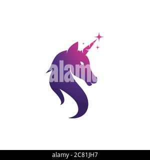 Unicorn Logo icon vector illustration design template Stock Vector