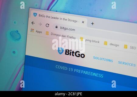 BitGo website home page on computer screen. a bitcoin security company. Bekasi, July 21 2020 Stock Photo