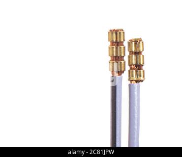 Two automotive electrical wires for pinout on a white background, isolate Stock Photo