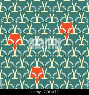 Seamless pattern with fox and wolf Stock Vector