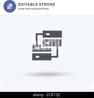 Servers icon vector, filled flat sign, solid pictogram isolated on white, logo illustration. Servers icon for presentation. Stock Vector