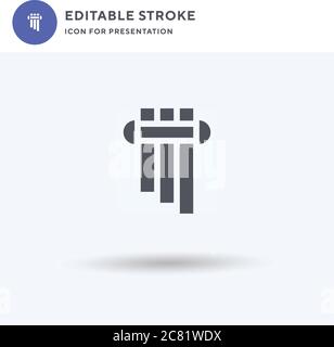 Pan Flute icon vector, filled flat sign, solid pictogram isolated on white, logo illustration. Pan Flute icon for presentation. Stock Vector