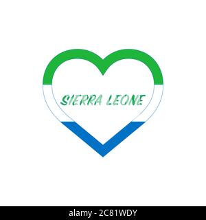 Sierra Leone flag in heart. I love my country. sign. Stock vector illustration isolated on white background. Stock Vector