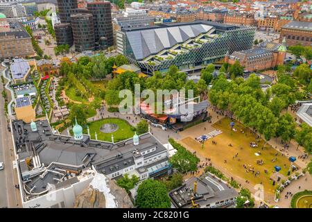 Aerial shot of the Tivoli Gardens amusement park in Copenhagen, Denmark Stock Photo