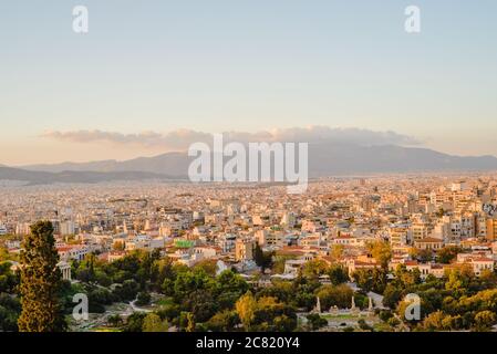 Athenes view from the acropolis, tourist place. Greece Stock Photo