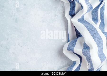 High Angle View of kitchen cloth napkin on gray background with copy space Stock Photo