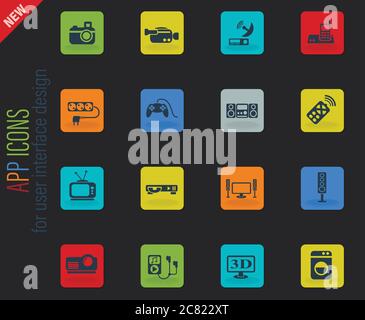 home appliances icon set Stock Vector