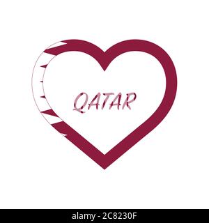 Qatar flag in heart. I love my country. sign. Stock vector illustration isolated on white background. Stock Vector