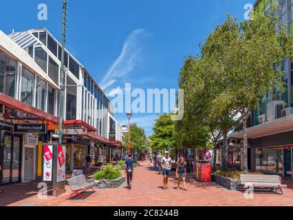 Shops, bars and cafes on Cuba Street, Wellington, New Zealand Stock Photo