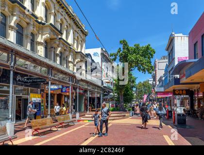 Shops, bars and cafes on Cuba Street, Wellington, New Zealand Stock Photo