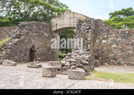 Colonia del Sacramento / Uruguay; Jan 2, 2019: Ancient Field Gate (Puerta del Campo, in Spanish), stone entrance to the old and historical part of the Stock Photo