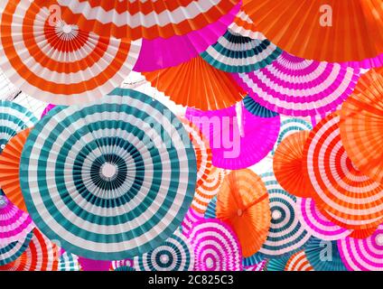 Multi-color pleated paper decorative art for background or wallpaper Stock Photo