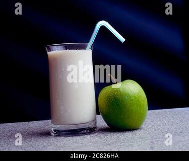 Ireland, Food, Dairy Foods, Milk And Apple Stock Photo
