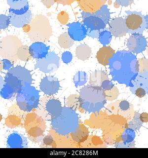 Paint transparent grunge stains vector seamless pattern. Vintage colored ink splatter, spray blots, mud spot elements. Watercolor paint splashes patte Stock Vector