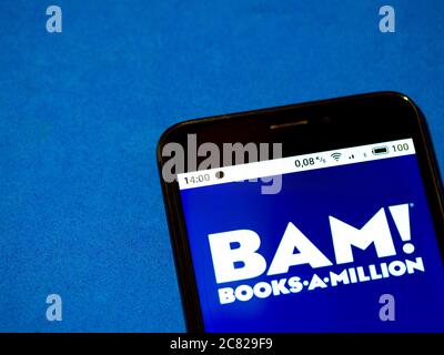 In this photo illustration Books A Million  logo is seen displayed on a smartphone. Stock Photo