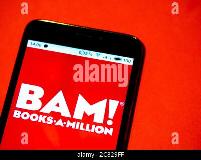 In this photo illustration Books A Million  logo is seen displayed on a smartphone. Stock Photo