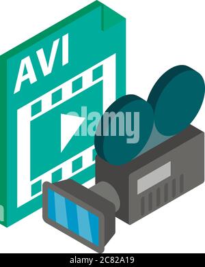 Video file icon, isometric style Stock Vector