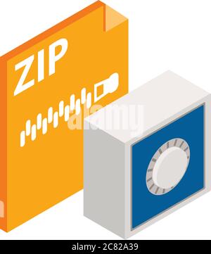 Zip file icon, isometric style Stock Vector