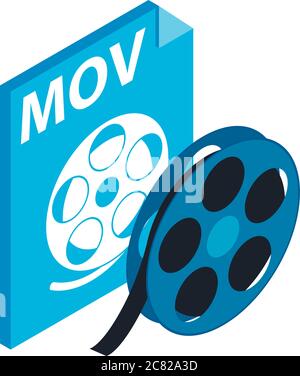 Mov file icon, isometric style Stock Vector