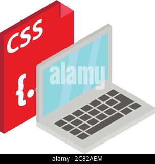 Css file icon, isometric style Stock Vector