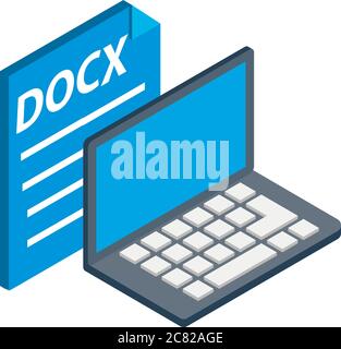 Docx file icon, isometric style Stock Vector