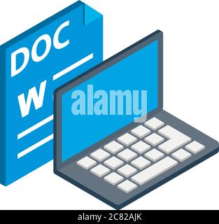 Doc file icon, isometric style Stock Vector