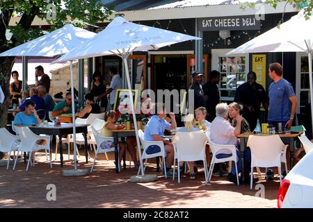 Clarens, Orange Free State, South Africa, 4 January 2020 - Shops, stalls, art galleries and restaurants in Clarens in the Orange Free State in South A Stock Photo
