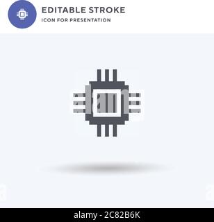 Cpu icon vector, filled flat sign, solid pictogram isolated on white, logo illustration. Cpu icon for presentation. Stock Vector