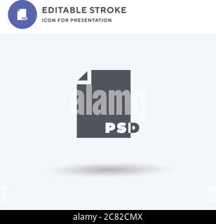 Psd icon vector, filled flat sign, solid pictogram isolated on white, logo illustration. Psd icon for presentation. Stock Vector