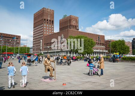 Radhus/City Hall and Town Hall Square, Oslo, Norway Stock Photo