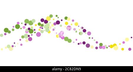 Seamless horizontal pattern beautiful geometric yellow, green, purple confetti on white background. Venetian carnival Mardi Gras party. Great for hori Stock Vector