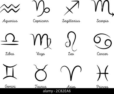 Hand drawing horoscopes set, Horoscope zodiac signs illustration. Drawing Star signs for astrology horoscope. Zodiac set Stock Vector