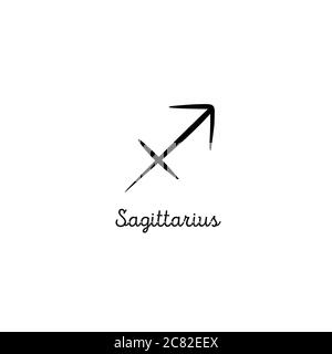 Hand drawn sagittarius zodiac illustration. Simple line sagittarius zodiac icon. Tattoo sagittarius vector symbol. Hand drawing sagittarius sign Stock Vector