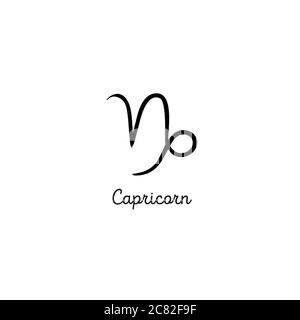 Hand drawn capricorn zodiac illustration. Simple line capricorn zodiac icon. Tattoo capricorn zodiac vector symbol. Hand drawing capricorn sign Stock Vector