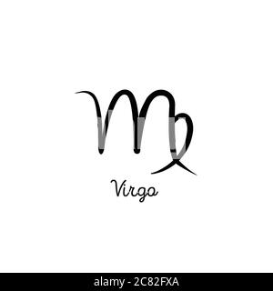 Hand drawn virgo zodiac illustration. Simple line hand virgo zodiac icon. Virgo zodiac vector symbol. Hand drawing virgo zodiac sign Stock Vector