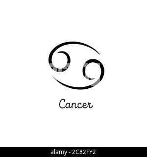 Hand drawn cancer zodiac illustration. Simple line cancer zodiac icon. Tattoo cancer zodiac vector symbol. Hand drawing cancer sign Stock Vector