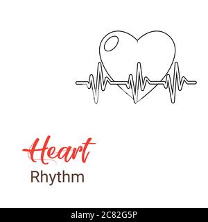 vector heartbeat icon line. electro-cardiogram Line rhythm and Heart shape illustration. heart rhythm vector icon Stock Vector