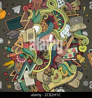 Cartoon hand-drawn Doodle on the subject of education Stock Vector