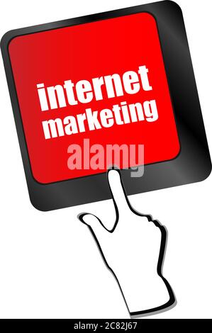 online marketing or internet marketing concepts, with message on enter key of keyboard key Stock Photo