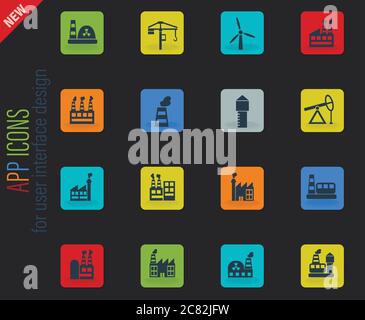 industrial building icon set Stock Vector