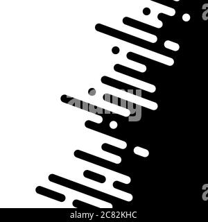 Seamless vector abstract transition of two colors. Rounded lines blended in. Black and white contrast. Stock Vector