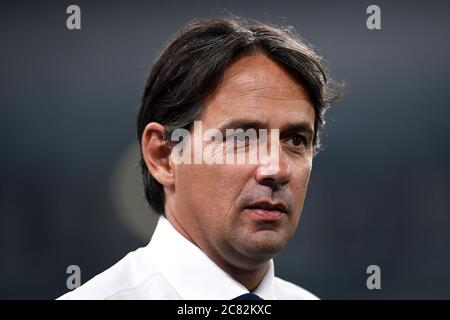 Turin, Italy. 20th July, 2020. TURIN, ITALY - July 20, 2020: Simone Inzaghi, head coach of SS Lazio, looks on during the Serie A football match between Juventus FC and SS Lazio. (Photo by Nicolò Campo/Sipa USA) Credit: Sipa USA/Alamy Live News Stock Photo