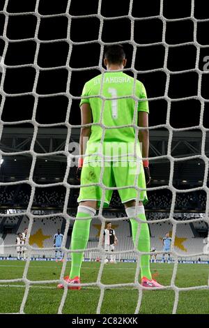 Turin, Italy. 20th July, 2020. TURIN, ITALY - July 20, 2020: Cristiano Ronaldo of Juventus FC prepares for a penalty kick during the Serie A football match between Juventus FC and SS Lazio. (Photo by Nicolò Campo/Sipa USA) Credit: Sipa USA/Alamy Live News Stock Photo