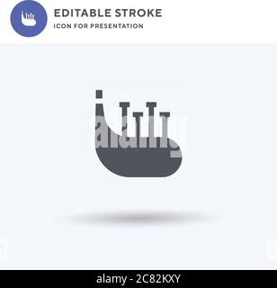 Bagpipes icon vector, filled flat sign, solid pictogram isolated on white, logo illustration. Bagpipes icon for presentation. Stock Vector