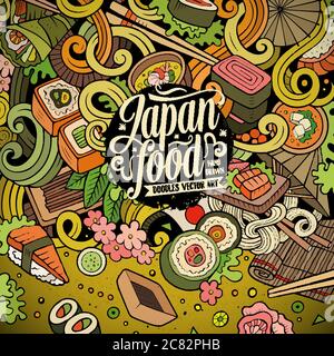 Japan hand drawn cartoon doodles illustration. Funny travel design ...