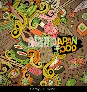 Cartoon hand-drawn doodles Japan food frame Stock Vector Image & Art ...