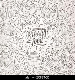 Cartoon cute doodles Russian food frame design Stock Vector Image & Art ...