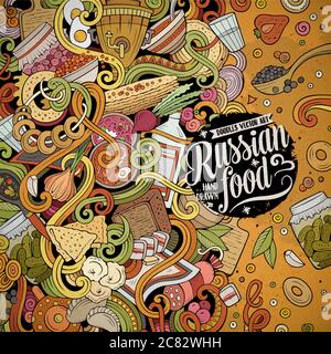 Cartoon cute doodles Russian food frame design Stock Vector Image & Art ...