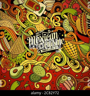 Mexican Fish Tank Decor Cartoon Cultural Doodle Photography Background L36 X H16 Inch